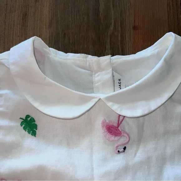 Janie and Jack Embroidered Flamingo Dress , White, Size 8 - Picture 5 of 11